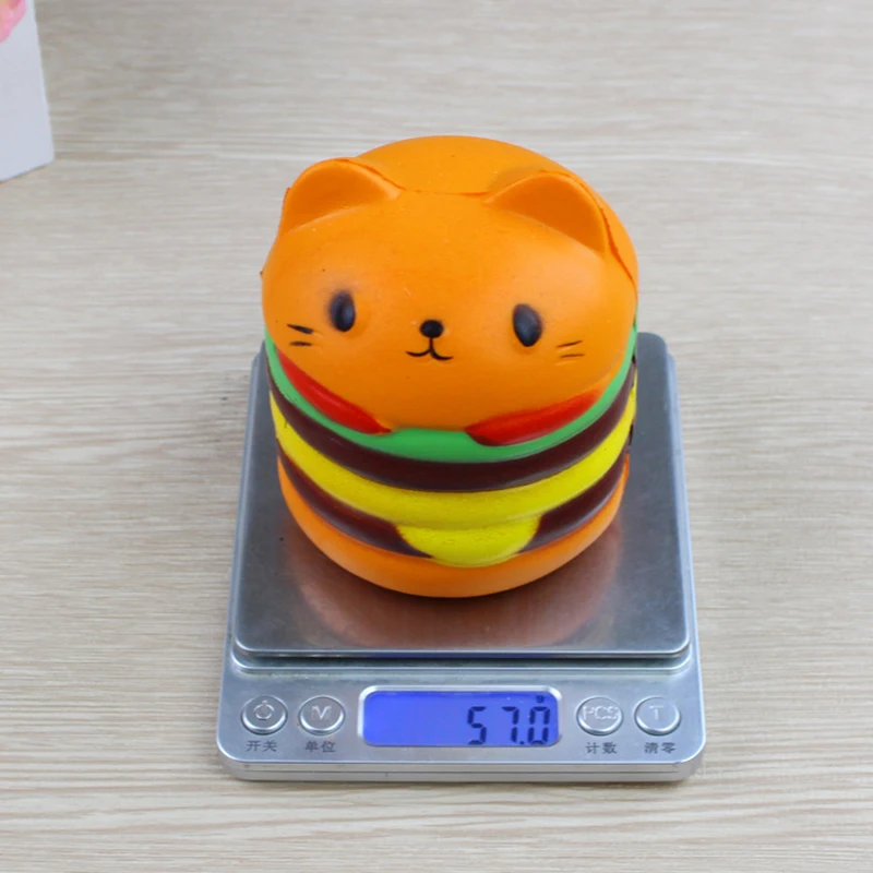 Squishy Jumbo Kawaii 9 5 см гамбургер кошка замедлить рост Squeeze хлеб снятие стресса