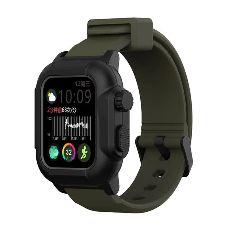 Водонепроницаемый чехол для Apple Watch band 4 iwatch band 42 мм силиконовый ремешок 44 мм 40 мм pulseira браслет умные часы аксессуары петля - Цвет ремешка: black army green