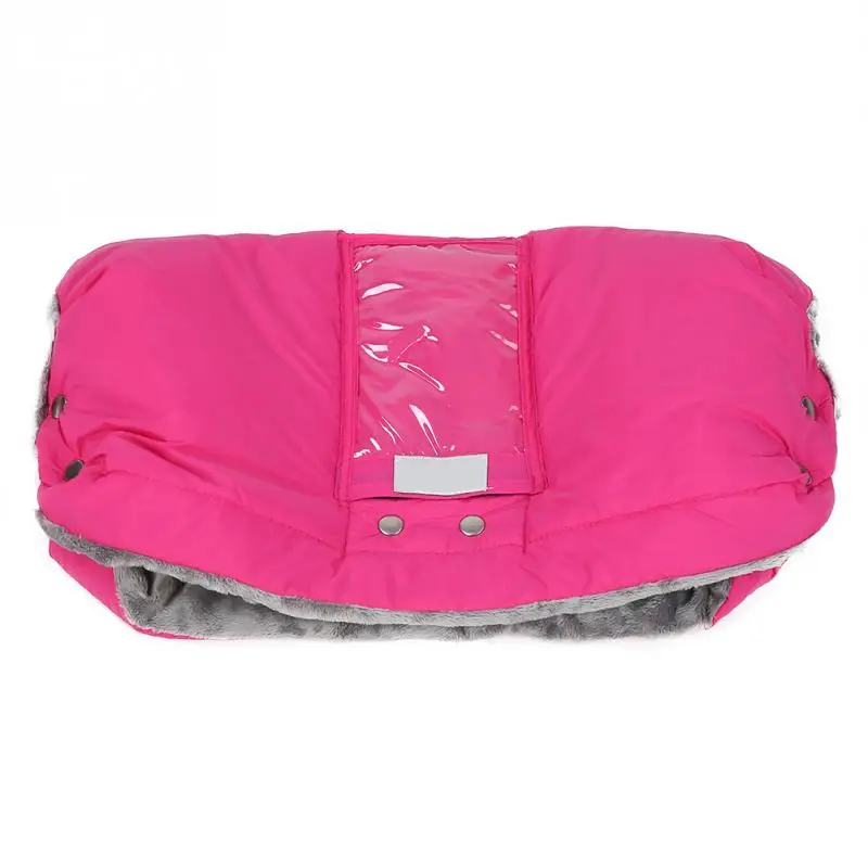 Pink with Pocket Детские зимние теплые варежки на коляску, коляска, муфта для рук, водонепроницаемые аксессуары для коляски, варежки, толстые перчатки с карманом для мобильного телефона - Цвет: Pink with Pocket