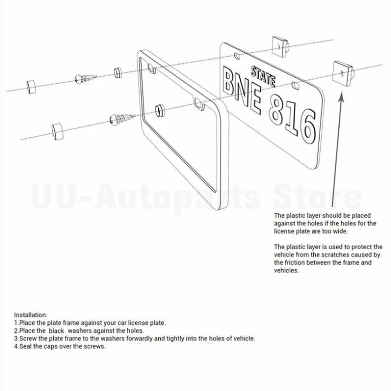 2 шт./лот черная металлическая рамка для номерного знака из нержавеющей стали