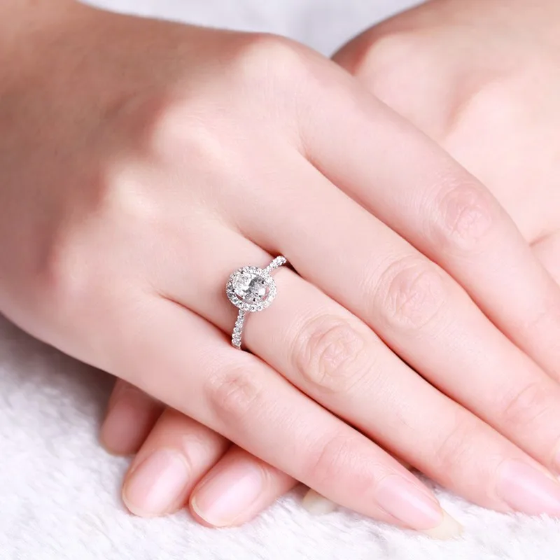 ZOCAI Винтаж sideston 0,6 CT натуральный H/SI овальной огранки плавающий HALO алмаз обручальное кольцо 18 к белое золото W03263