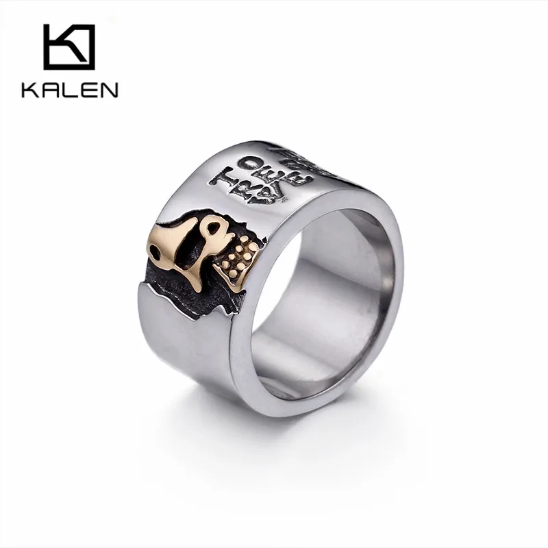 KALEN панк серебряные кольца с черепом для мужчин размер#8-12 Нержавеющая сталь Готический Череп байкерские Кольца Высокое качество ювелирные изделия на Хэллоуин - Цвет основного камня: KR45957-K