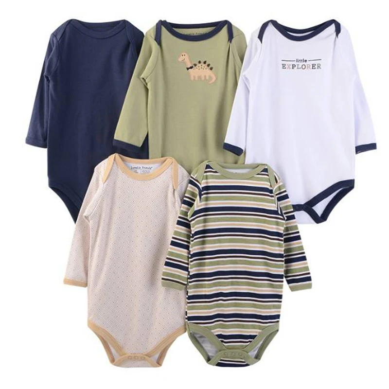 2016 New Baby Bodysuits 5PCS / LOT хлопка Мягкие младенца Девочки Мальчики Одежда с длинным