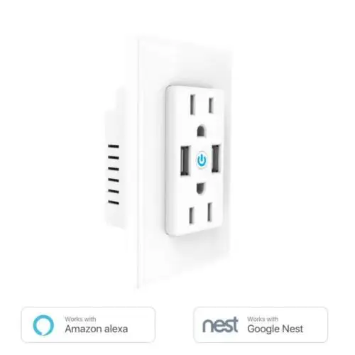 Для Alexa Google дома Смарт розетки Wi Fi Dual USB умная розетка пульт дистанционного управления