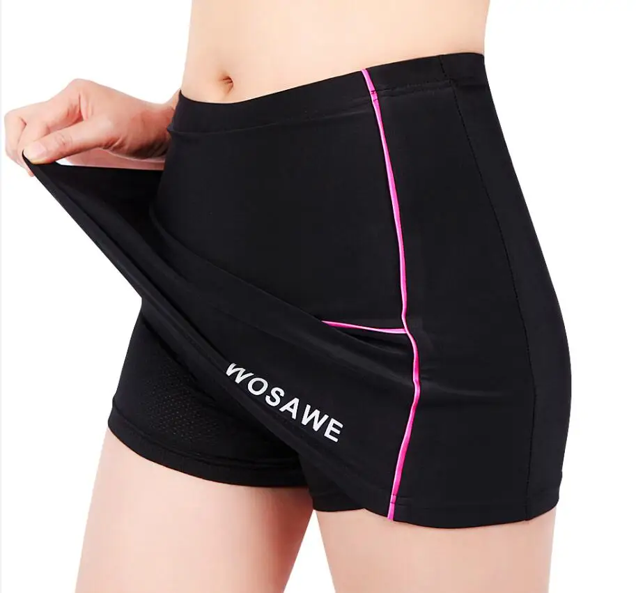 Black Shorts WOSAWE, колготки для велоспорта, дышащие, сверхлегкие, ледоохладитель, ткань, для женщин, для велосипеда, велосипедные шорты с юбкой, удобные, 3D, мягкие, женские - Цвет: Black Shorts