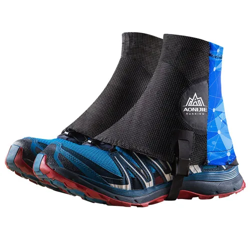 AONIJIE E941 Открытый Унисекс высокие беговые тропы гетры защитные Sandproof Бахилы для триатлона марафона Пешие прогулки светоотражающие - Цвет: Black Blue