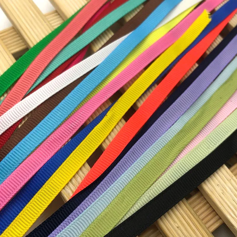 

100 Yards 6mm Width 100% Polyester Solid Color Plain Grosgrain Ribbons