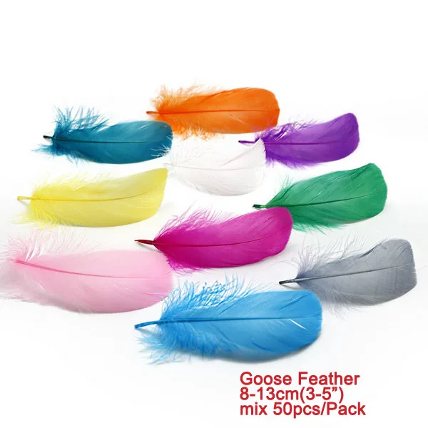 Goose 8 to 13cm 50 шт. смешанные цвета страусиное перо/Гусь/курицы фазана перо DIY Свадебные украшения элегантные аксессуары для праздничной одежды перья - Цвет: Goose 8 to 13cm
