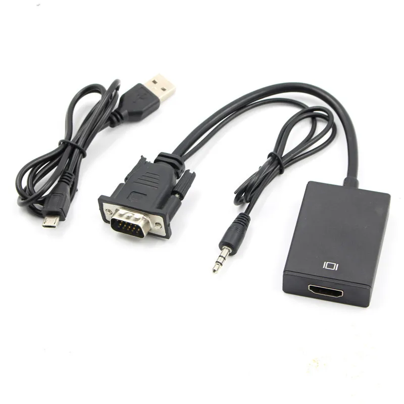 VGA выход HDMI 1080P HD + Аудио ТВ AV HDTV видео кабель конвертер с кабелем питания для ПК