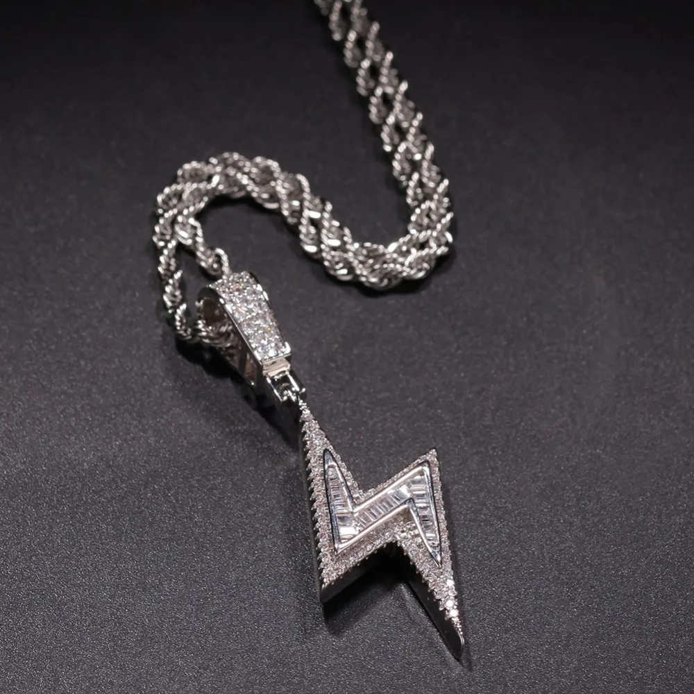 UWIN подвеска с молнией полный ледяной Bling AAA кубического циркония ожерелье, цепочка из меди модные ювелирные изделия Хип-хоп