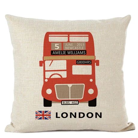 06 Customized Cushion Cover Scandinavian Umbrella Cushion Wedding Cotton Linen Printed Home Sofa Decor Bus White Almofada - Цвет: 06