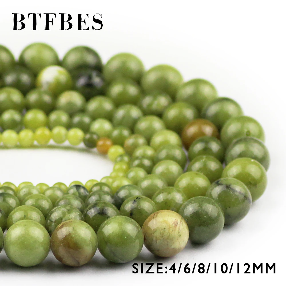 

Бусины BTFBES из натурального Южного зеленого камня, круглые свободные бусины 4, 6, 8, 10, 12 мм, для изготовления ювелирных изделий, браслетов