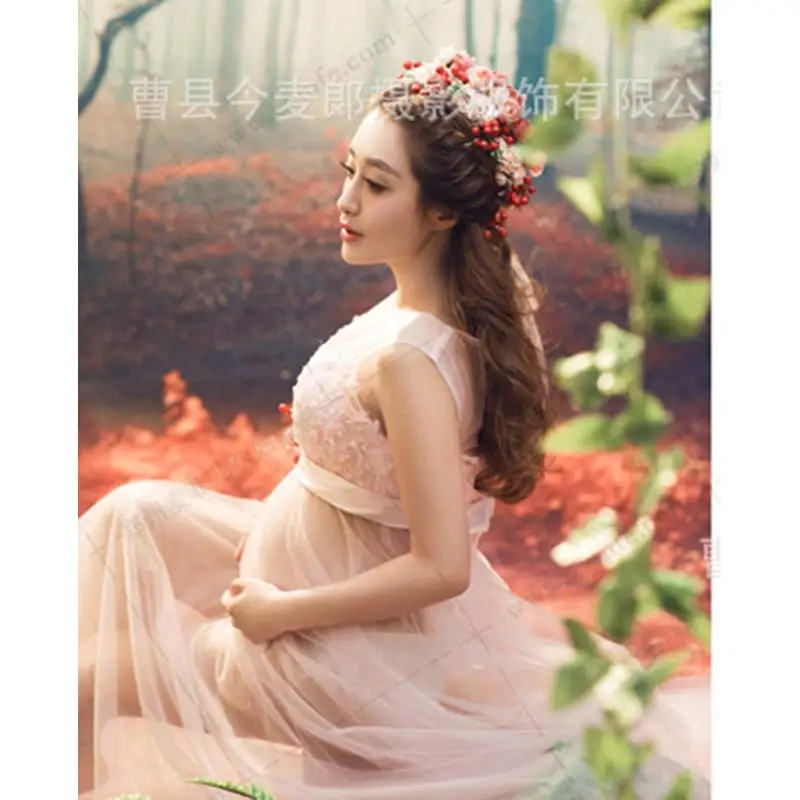 Royal Style Maternity Lace Dress Pregnant Photography Props Pregnancy maternity photo shoot long dress Fancy | Мать и ребенок