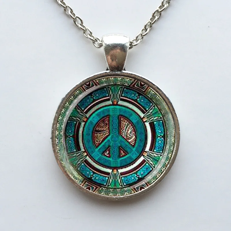 Кулон в виде стеклянного купола Hippie Peace ожерелье ручной работы модные ювелирные