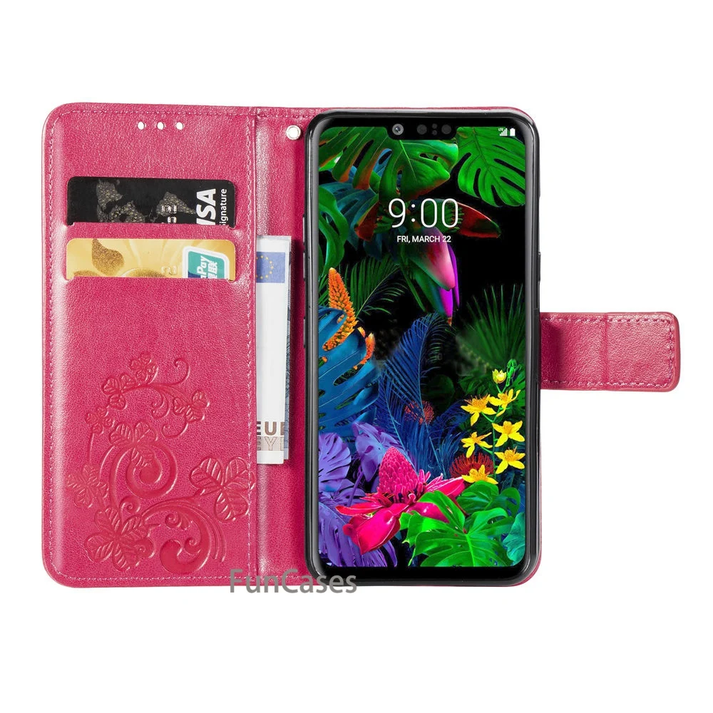 Четырехлистный клевер для Coque LG G8 Tthin Q Роскошный кошелек чехол телефона из