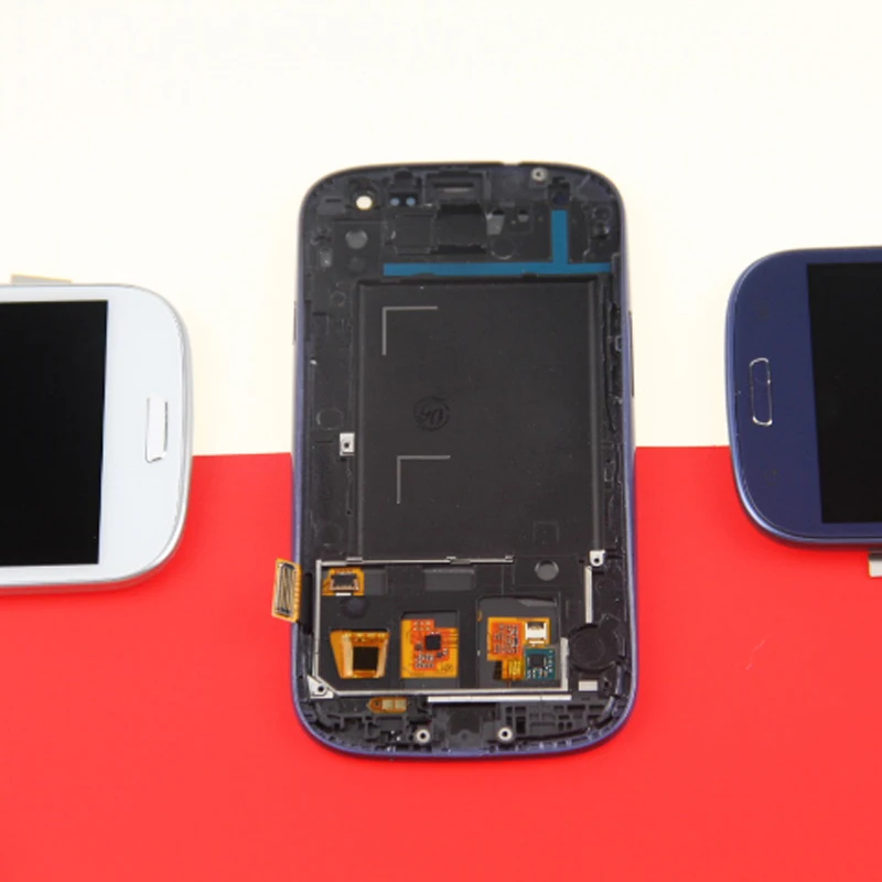 Синий для samsung galaxy s3 i9300 ЖК-дисплей сенсорный экран дигитайзер сборка + рамка