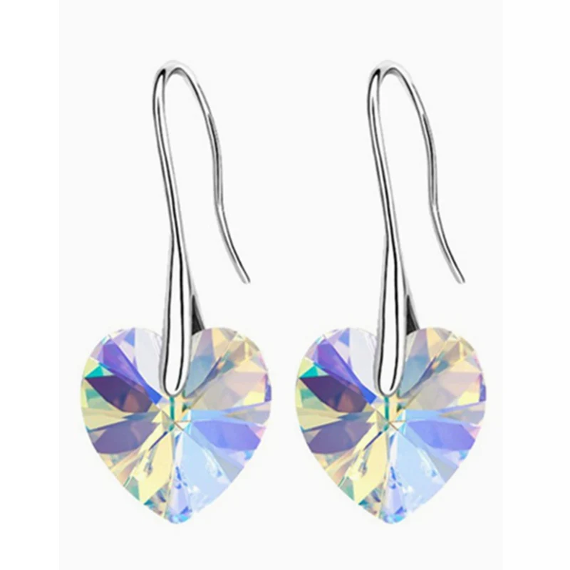 SHDEDE сердце кристалл от Swarovski длинные висячие серьги ожерелье Ювелирные наборы для женщин Мода невесты Свадебные аксессуары-25494 - Окраска металла: Only Earrings