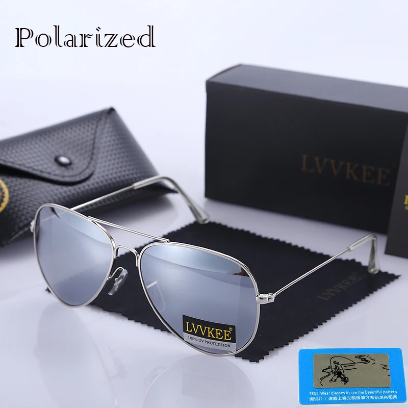 

LVVKEE Classic Mens Polarized Sunglasses Brand Design 60mm G15 lens Pilot womens Sun glasses Male UV400 Eyewear Accessories