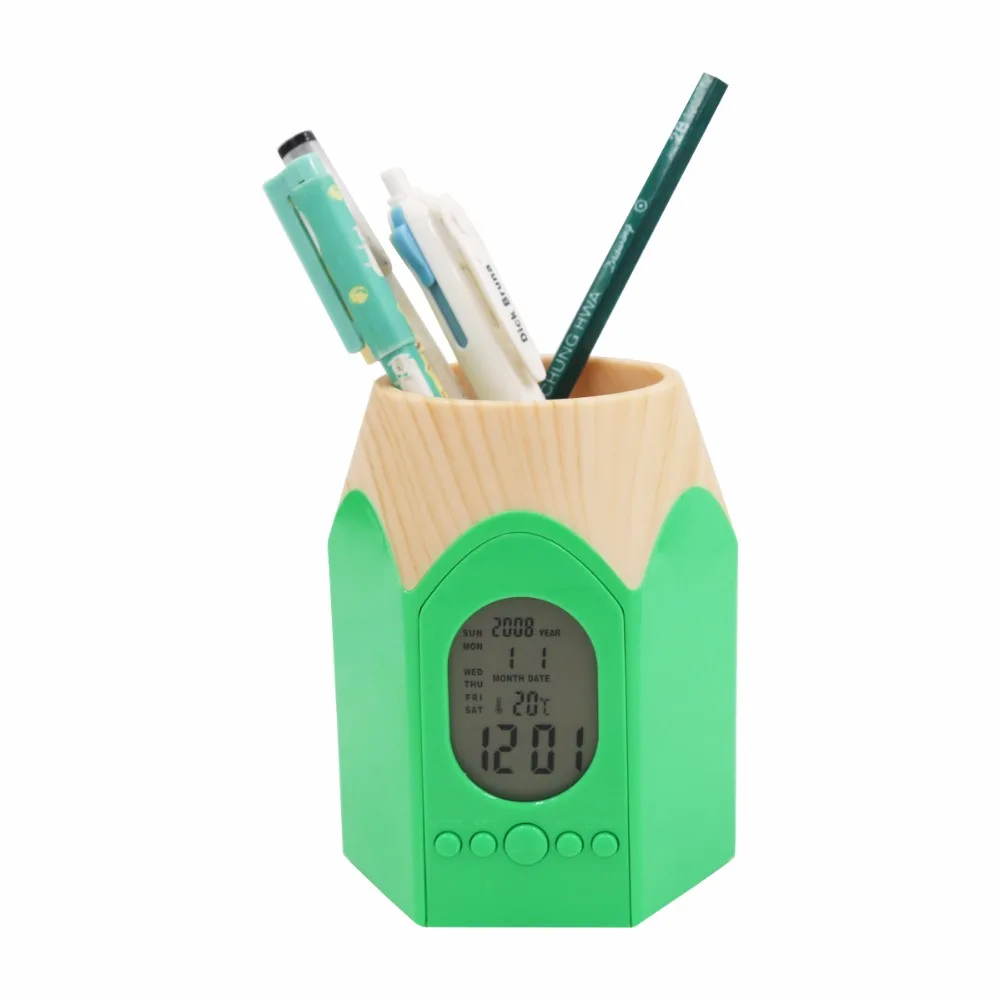 Подставка для ручек в форме головки карандаша со светодиодным цифровым