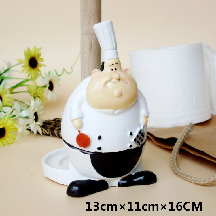 White chef Милый Мультфильм Статуэтка шеф-повара рулон бумажного полотенца Держатель салфетка стойка для кухни ванной комнаты коробка для хранения Колледжа Общежития украшение дома - Цвет: White chef