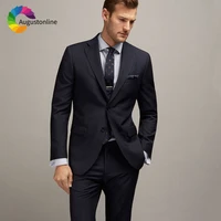custom made navy blue men suit wedding groomsmen suit groom tuxedo slim fit best man blazer jacket pants 2piece costume homme
