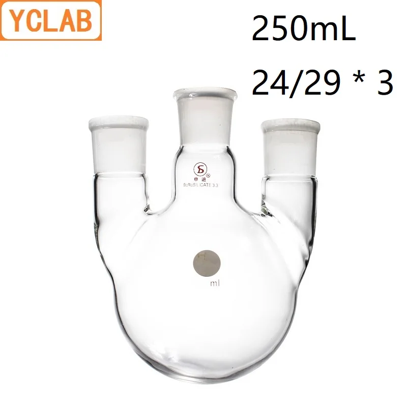 YCLAB 250 мл 24/29*3 дистилляционная колба прямая форма с тремя горлышками стандартные