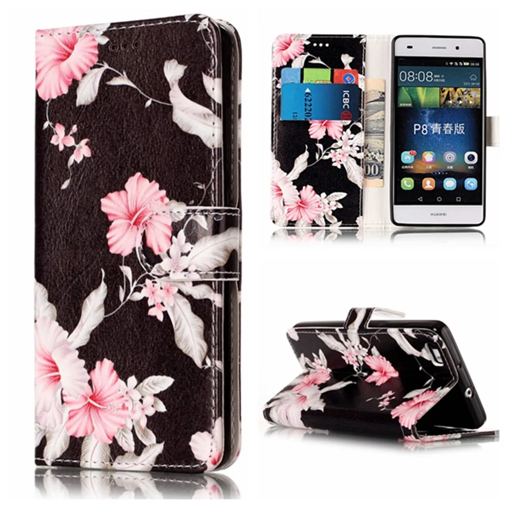 Кожаный чехол для телефона с мраморным узором Huawei Ascend P8 2017 P9 Lite откидной