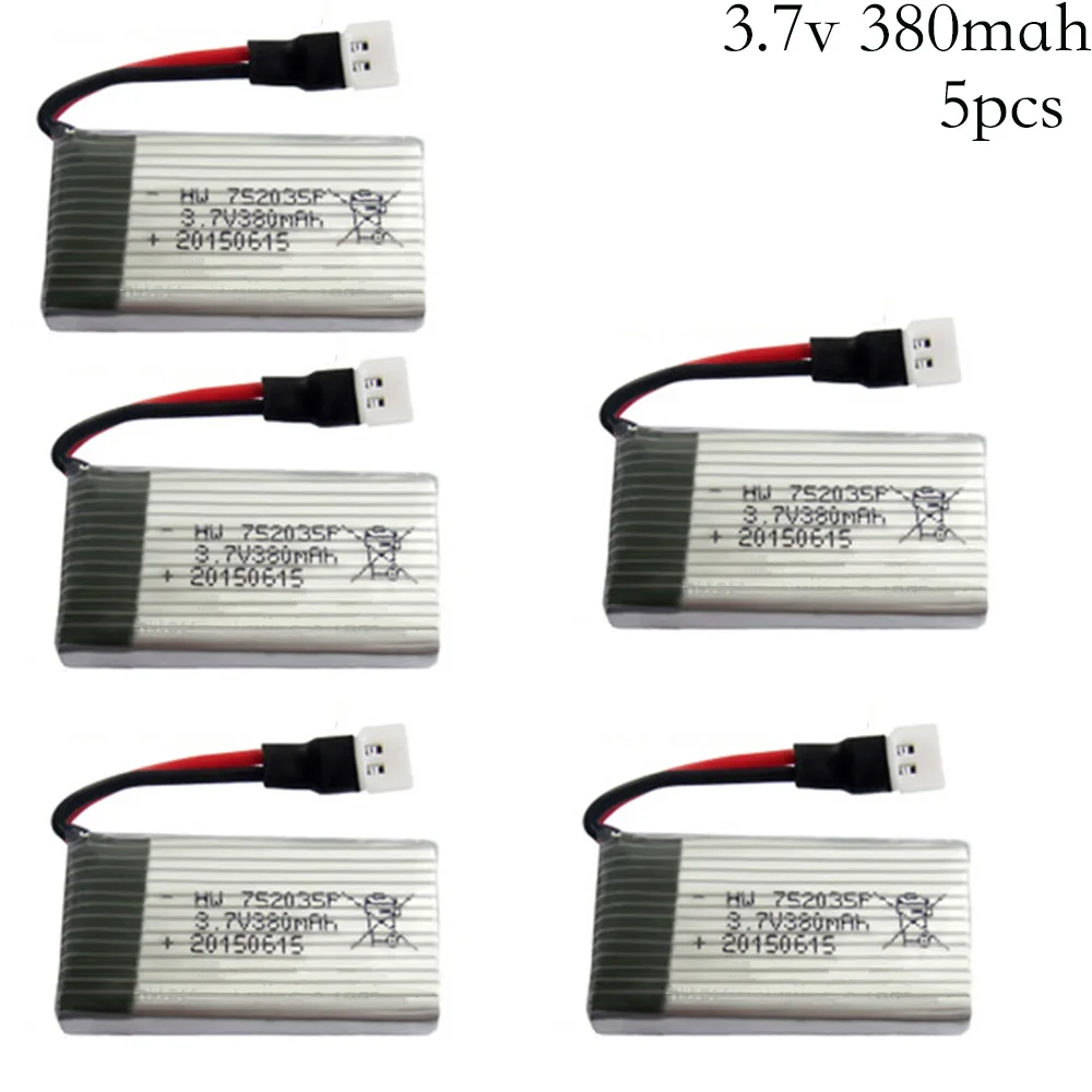 3.7V 380mAh 25C RC Quadcopter 752035 Lipo Battery For Hubsan X4 H107 H31 KY101 3.7 v 380 mah lipo battery | Игрушки и хобби