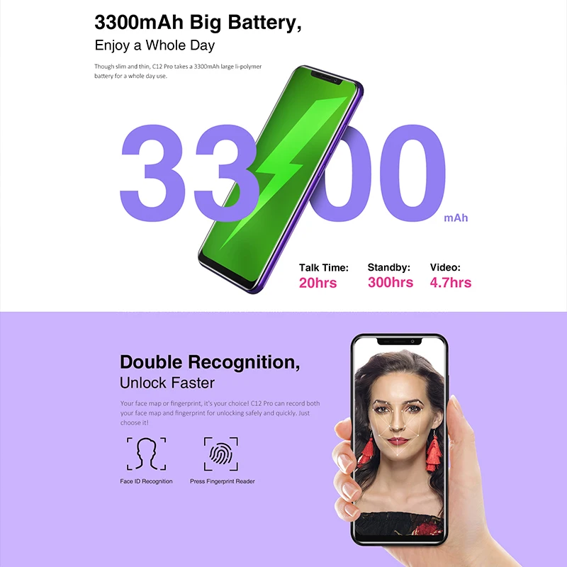 OUKITEL C12 Pro 6 18 &quot19:9 Android 8 1 мобильный телефон MT6739 четырехъядерный 2G RAM 16G ROM отпечаток