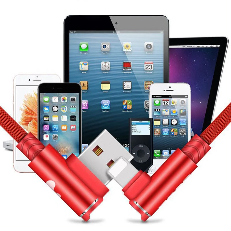 2 м 90 градусов Micro USB кабель 2.4A быстрая зарядная зарядка кабель для передачи данных для samsung Xiaomi для iphone Android мобильный телефон кабель