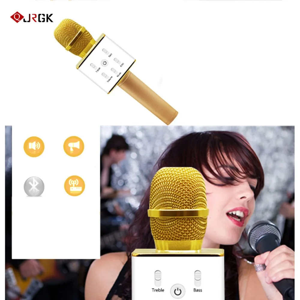 JRGK бренд Q7 Bluetooth для Iphone Android караоке микрофон беспроводной Профессиональный