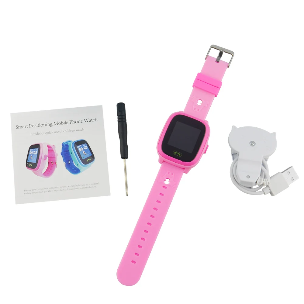 Pink with Box HW8 Waterproof Child Smart Watches Touch Screen GPS Tracker SOS Call Voice Safety Watch Language English/Russian Free APP - Цвет: Pink with Box