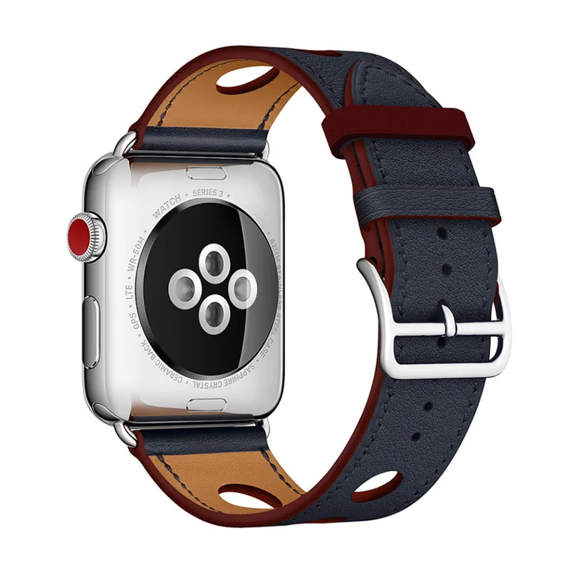 Ремешок из 2019 натуральной кожи для Apple Watch Series 5 4 3 2 1 44 мм 40 42 38 сменный Браслет