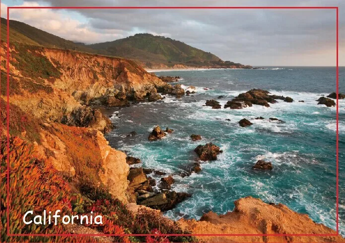 США дорожные магниты в подарок Garrapata Beach California на холодильник 20509 прямоугольник