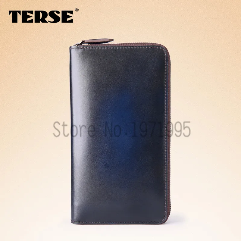 TERSE мужской кожаный кошелек деловые Длинные кошельки на молнии 6 цветов Роскошный