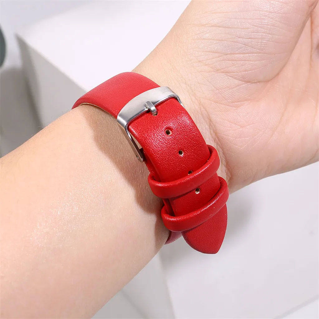 

Women Fashion Casual Leisure Set Auger Leather Stainless Steel Glass Dial Window Quartz Watch Wristwatch Clock Gift