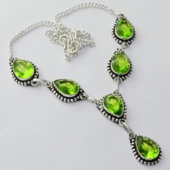 

Peridots Necklace Silver Overlay over Copper, 44.6 cm, N2051