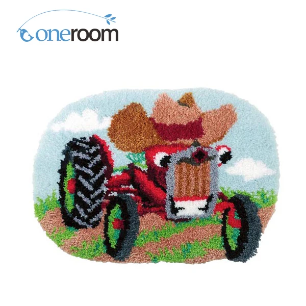 

oneroom ZD370 Cartoon bicycle Oneroom Hook Rug Kit DIY Unfinished Crocheting Yarn Mat Latch Hook Rug Kit Floor