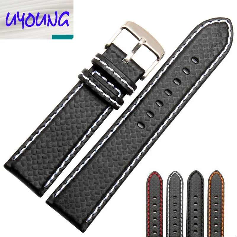 universal fit  18mm 20mm 22mm 24mm  Carbon Fiber Leather Watch Band sport watch strap for man and woman drop shipping best gift