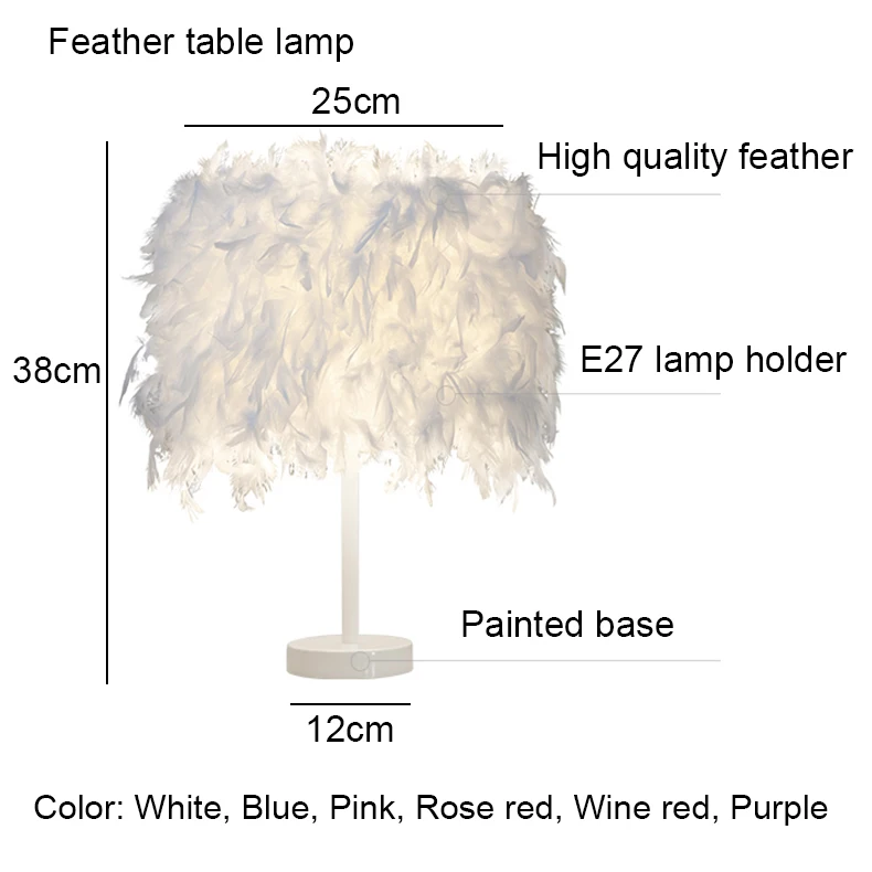

Feather Table Lamp LED Bedside Lamp Table Lamp For Bedroom Living Room Home Deco Maison E27 Tafellamp Lampe De Chevet De Chambre