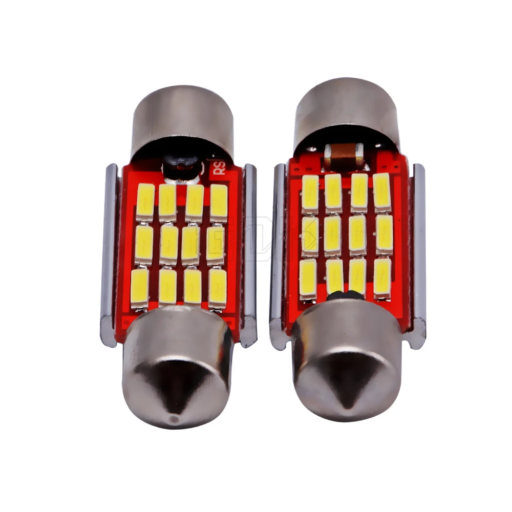50 шт./лот светодиодная гирлянда 36 мм 39 41 купольная лампа 12SMD 4014 CANBUS для салона