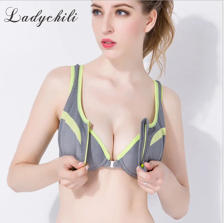 Женский бюстгальтер пуш-ап с застежкой спереди бесшовный тонкий на молнии