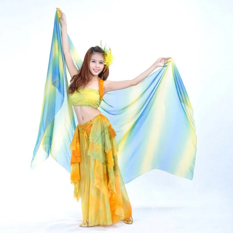 Женский платок для танца живота шелковая шаль с градиентом Размер 250*120 см 18