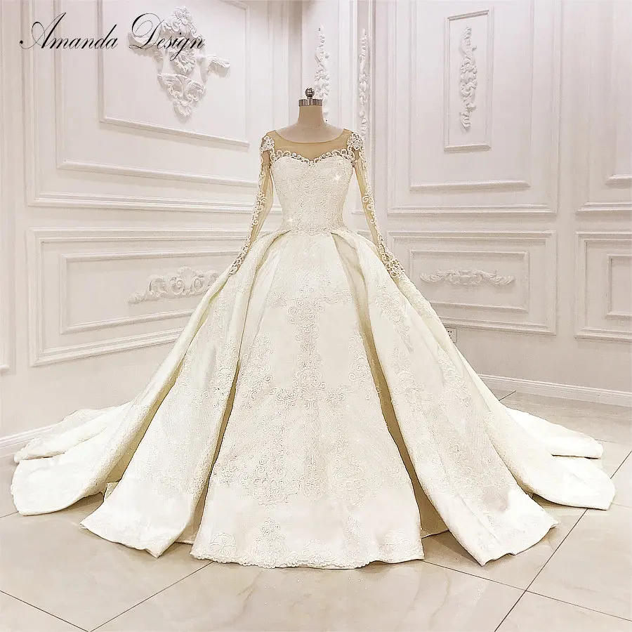 Vestido de noiva princesa кружевное свадебное платье с аппликацией и кристаллами
