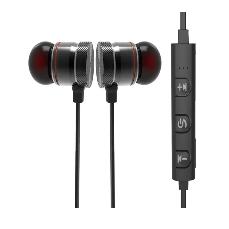 Беспроводные Bluetooth наушники Металлические Магнитные стерео спортивные бас с