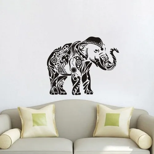 High Quality Indian Elephant Ganesha Pattern Wall Sticker Vinyl Home Decor Decals Removable Art Wallpaper W-891 | Дом и сад