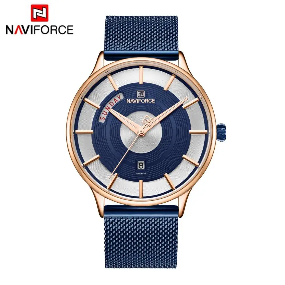 NAVIFORCE мужские часы от ведущего бренда, роскошные модные мужские кварцевые наручные часы со стальным сетчатым ремешком, спортивные мужские часы, мужские часы