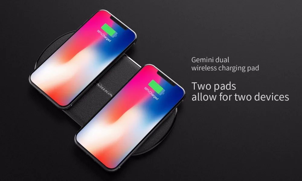 NILLKIN Gemini Беспроводной быстро Зарядное устройство для iphone х XR XS Max Быстрая Зарядка Qi Беспроводной Зарядное устройство для samsung Note 9 8 S9 S10 плюс xiaomi 9