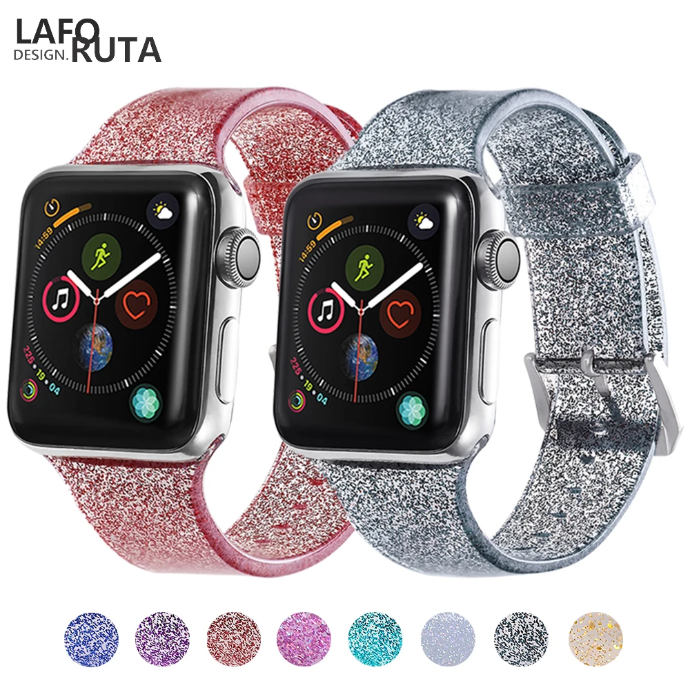 Силиконовый ремешок Laforuta для Apple Watch 40 мм 44 iWatch водонепроницаемый прозрачный