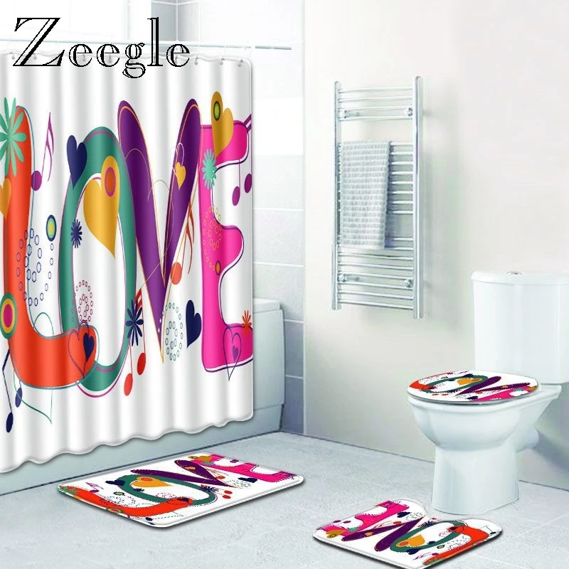 

Zeegle Heart Pattern Memory Sponge 3Pcs Bath Mat Set Absorbent Bathroom Carpets Set Non-slip Bathroom Floor Mats Toilet Rugs